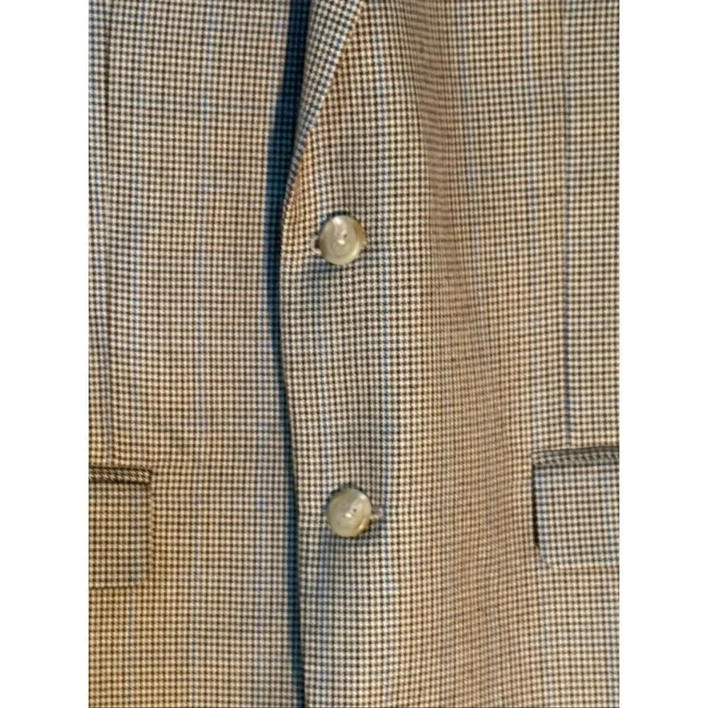 Ralph Lauren Blazer Sportscoat Brown Houndstooth Micro Plaid Academia Size 42R